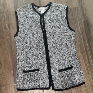 Women's Black and White Sweater Vest